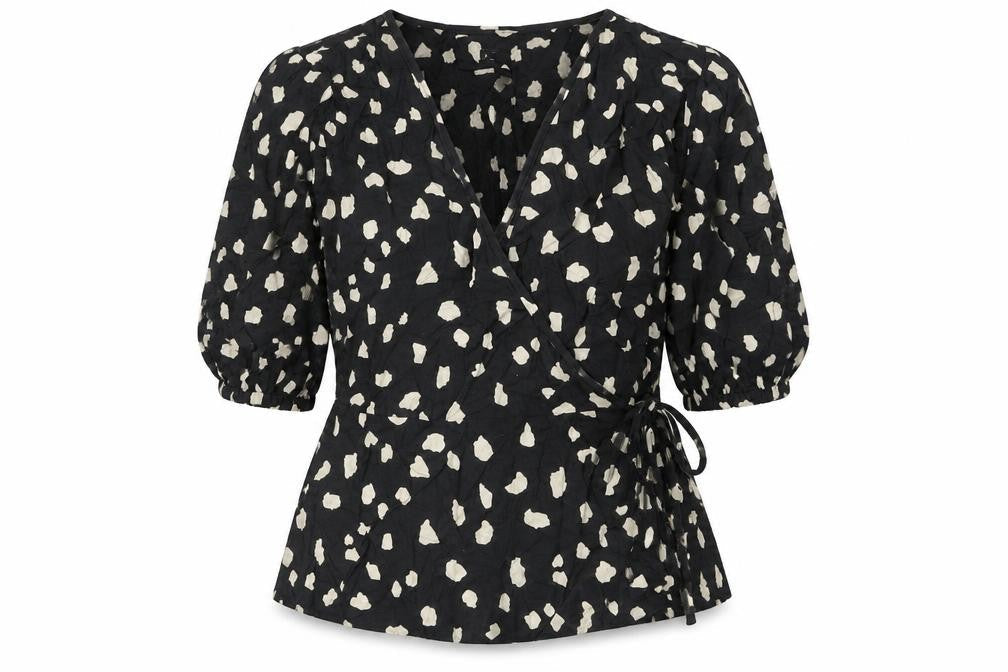 Marks & Spencer Womens Black Animal Print Wrap Blouse Size 12