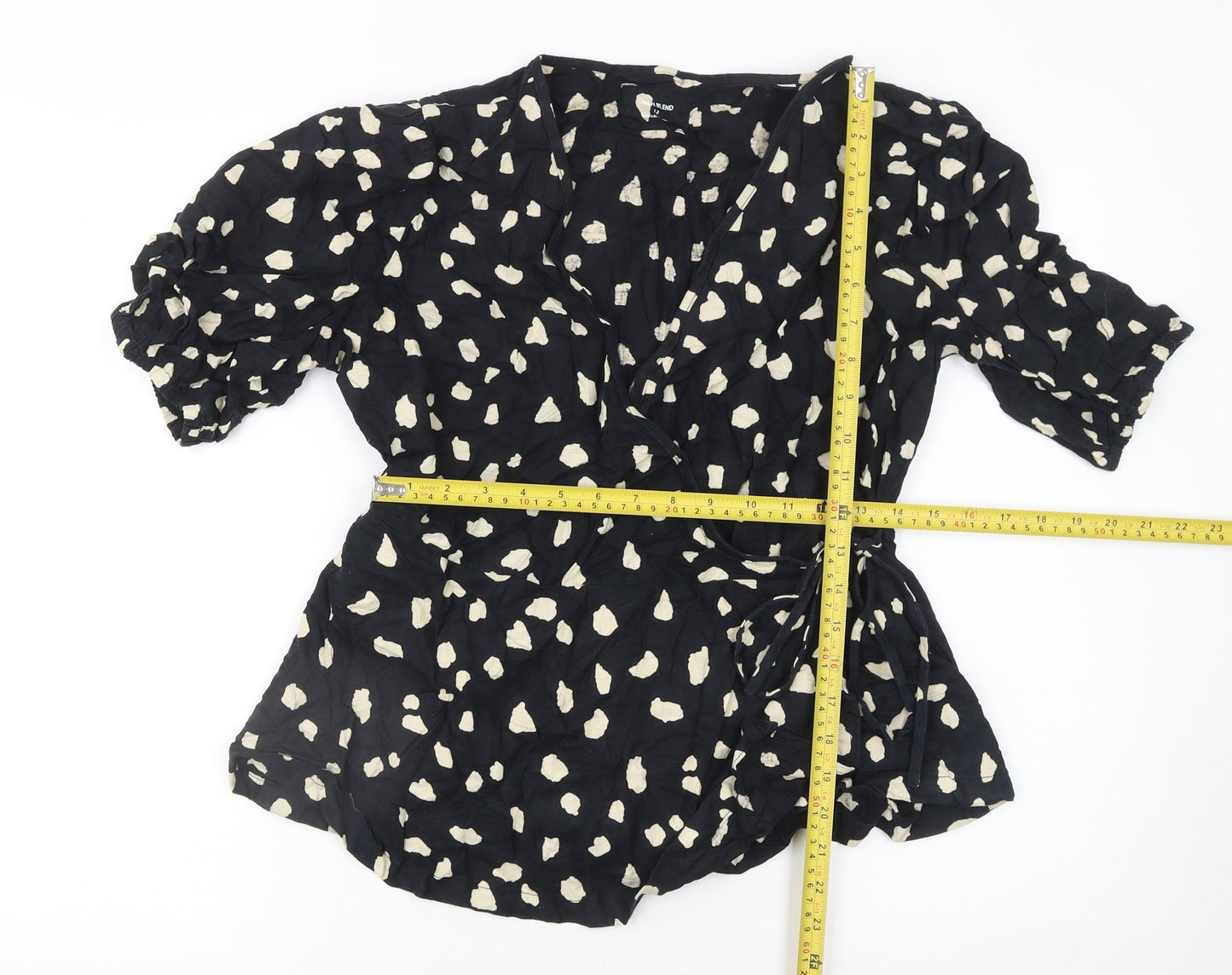 Marks and Spencer Womens Black Animal Print Wrap Blouse Size 12
