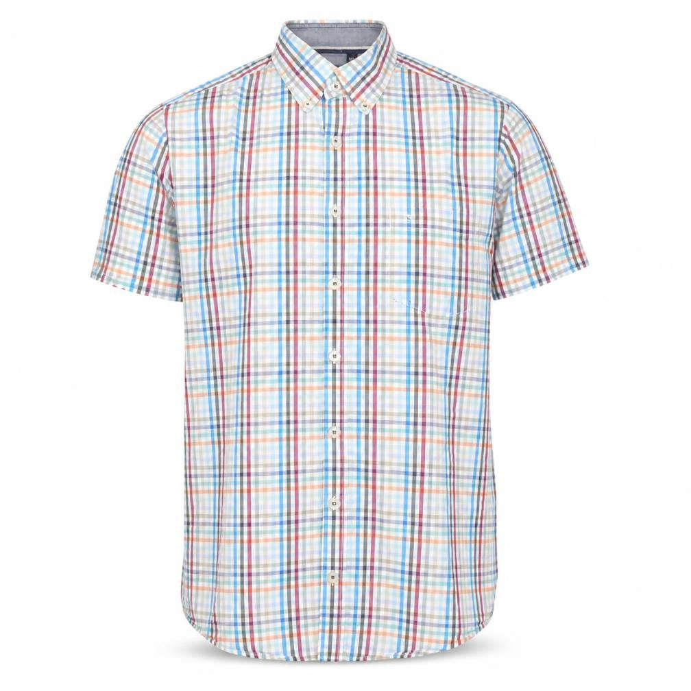 Casa Moda Men's Multicoloured Check Short Sleeve Button-Up Shirt M
