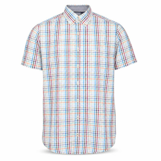 Casa Moda Men's Multicoloured Check Short Sleeve Button-Up Shirt M