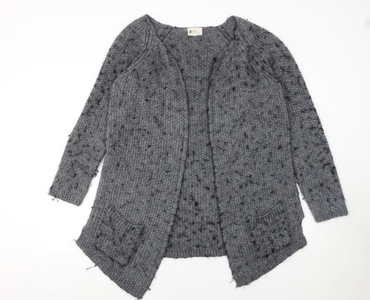 Next Women’s Grey Chunky-Knit Open Cardigan L Wool Blend