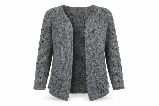 Next Women’s Grey Chunky-Knit Open Cardigan L Wool Blend