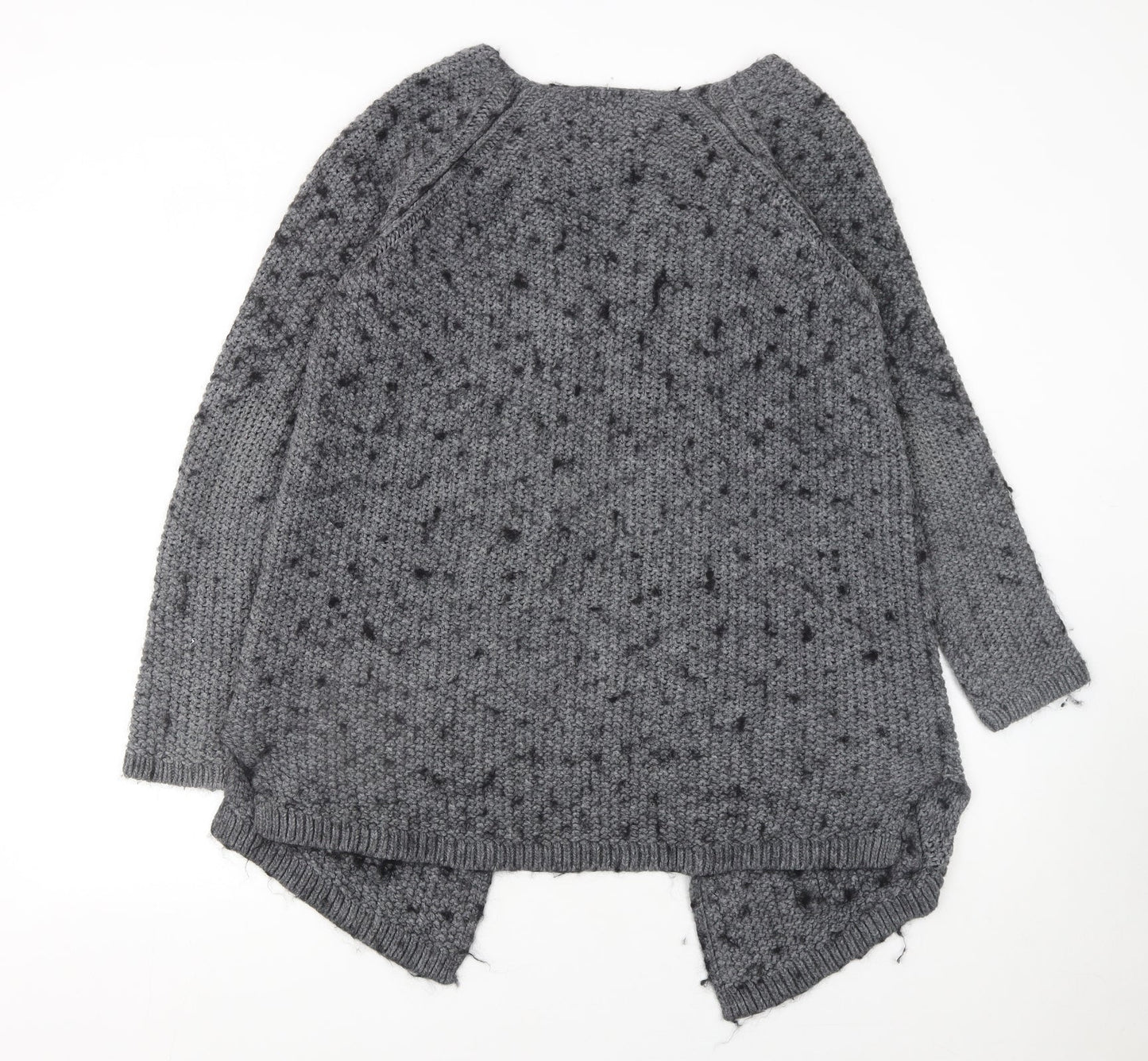 Next Women’s Grey Chunky-Knit Open Cardigan L Wool Blend