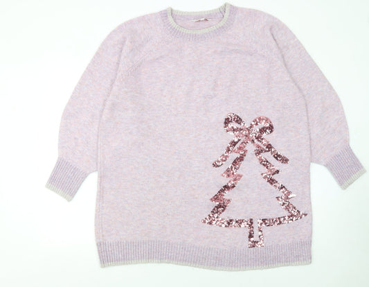 Next Women Pink Sequin Christmas Tree XL Pullover Jumper
