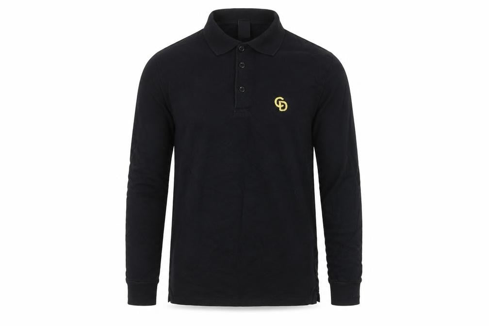 Criminal Damage x Topman Men's Black Long Sleeve Polo Shirt Size S