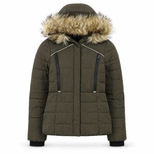 Superdry Women's Green Fur Trim Hooded Puffer Jacket Size S