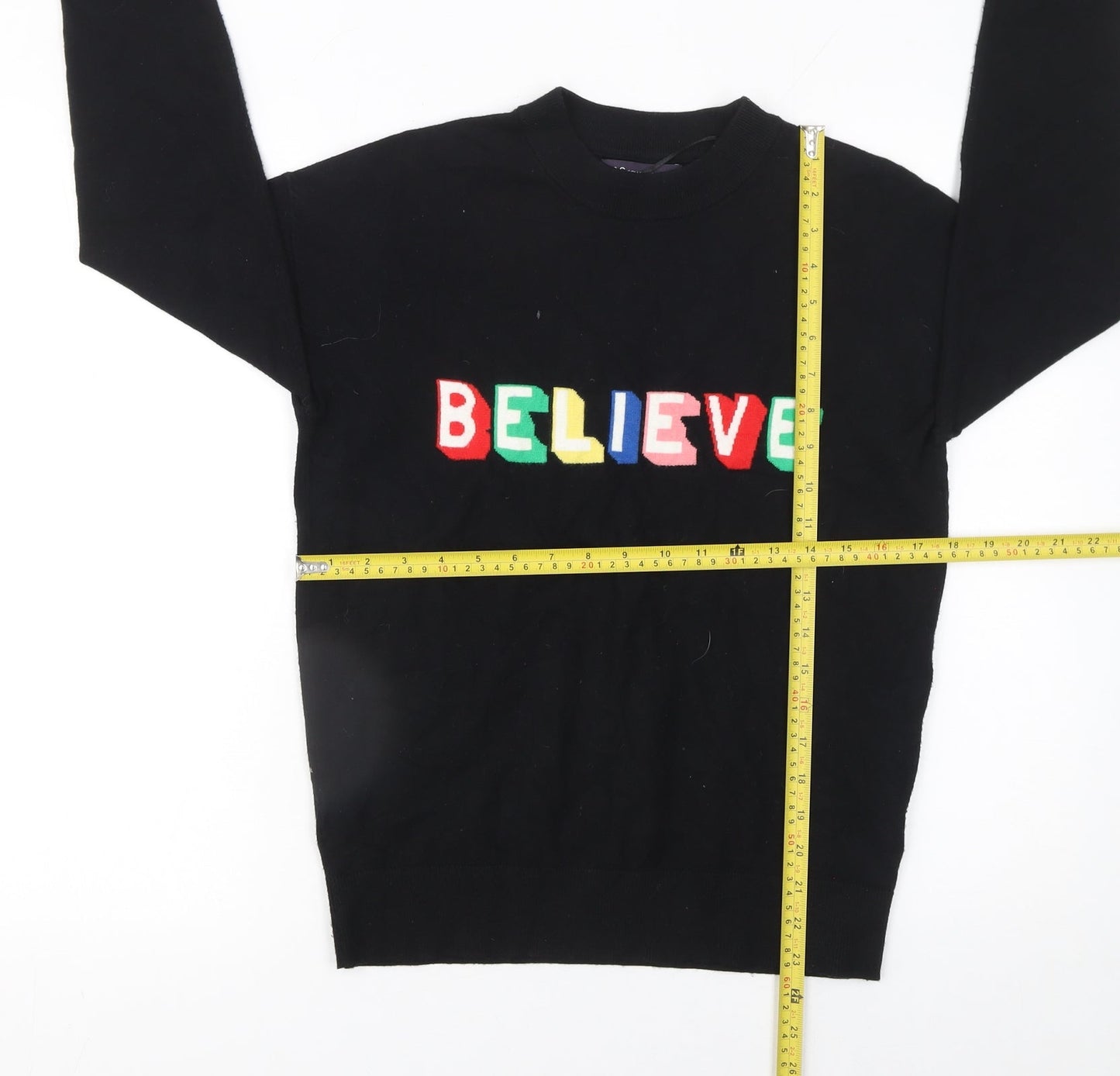 Marks and Spencer Women’s Black Believe Christmas Jumper Size S