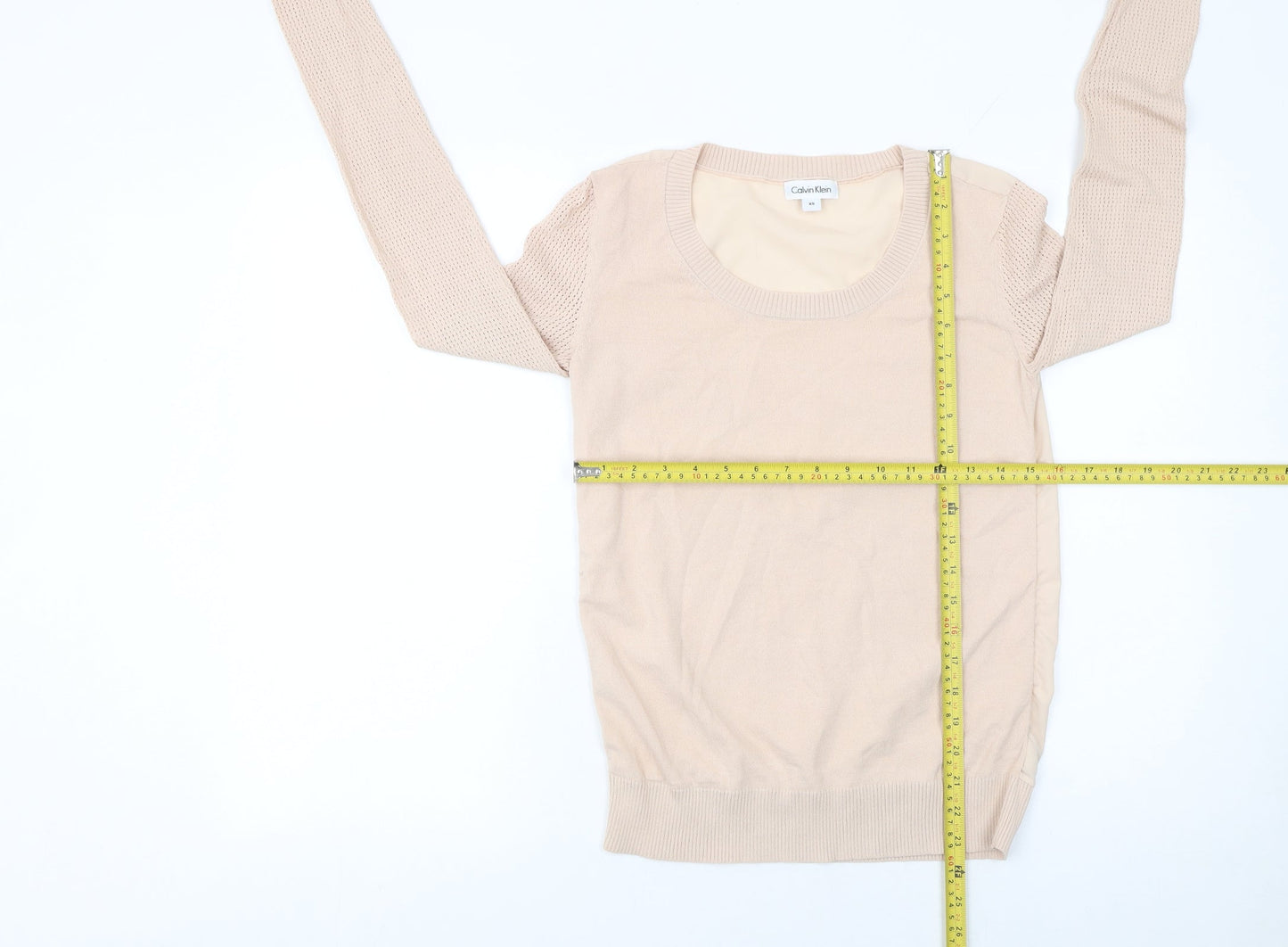 Calvin Klein Womens Beige XS Knit Pullover Jumper Viscose Blend