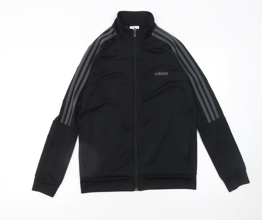 Adidas Boys Black 13-14 Years Track Jacket Full Zip Lightweight Sports Top
