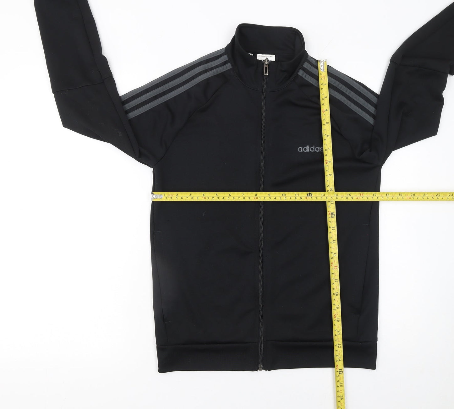 Adidas Boys Black 13-14 Years Track Jacket Full Zip Lightweight Sports Top