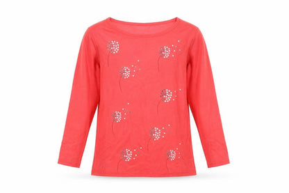 Just Elegance Women's Red Rhinestone Knit Pullover Jumper Size S
