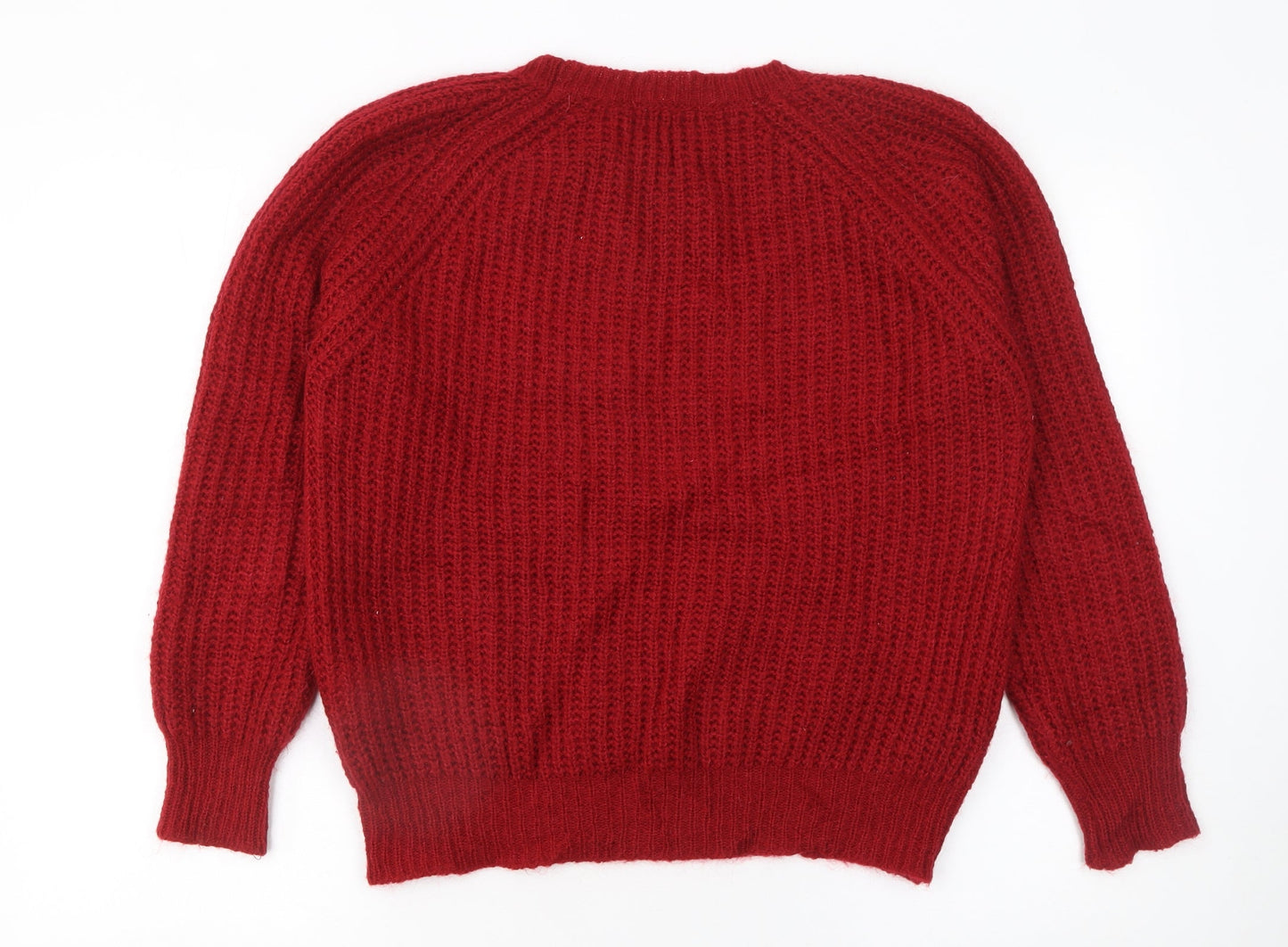 Vicolo Women's Red Chunky Knit Mohair Pullover Jumper Size S