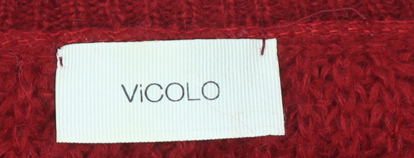 Vicolo Women's Red Chunky Knit Mohair Pullover Jumper Size S