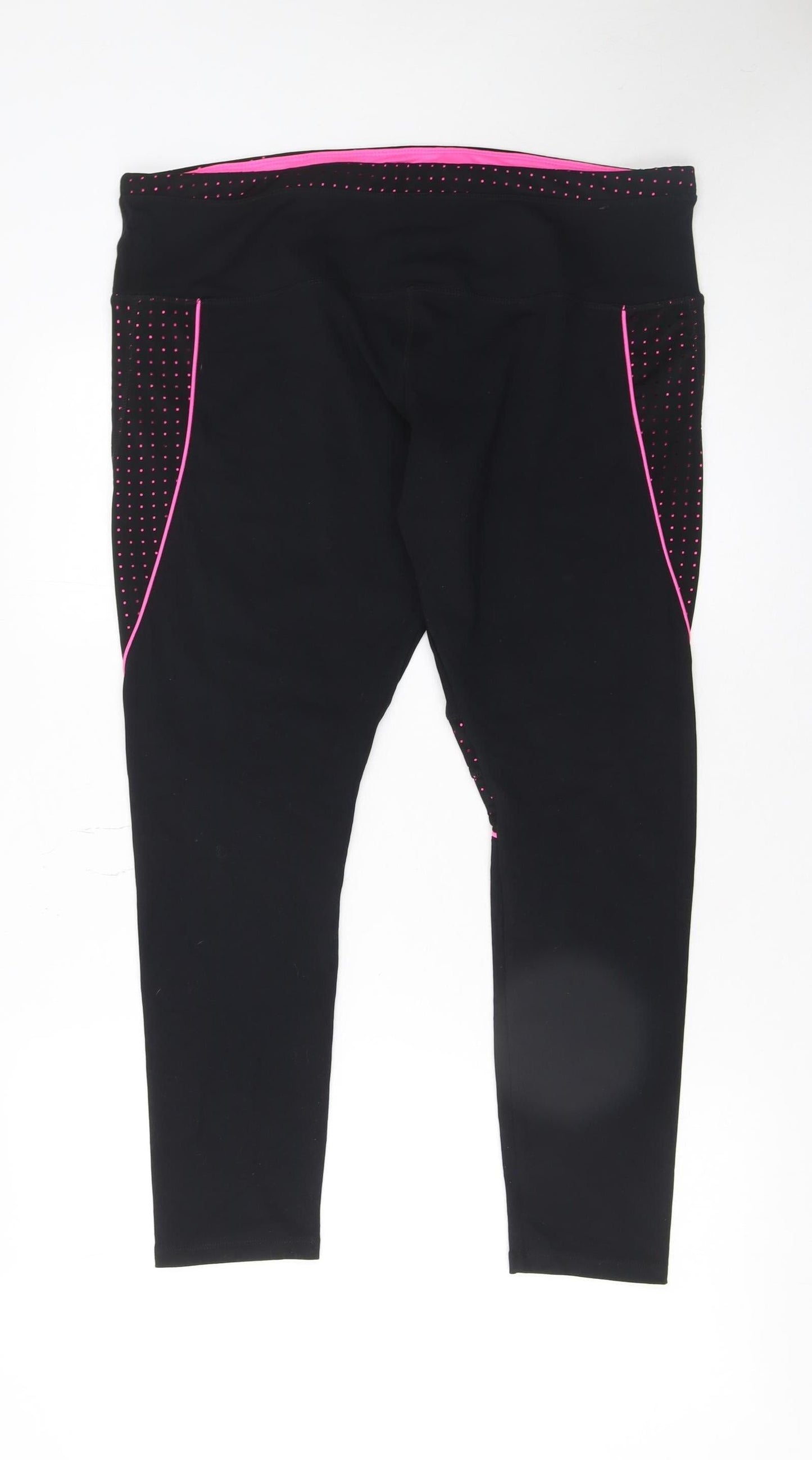 Workout Women Black Pink Large Leggings Nylon Stretch Activewear