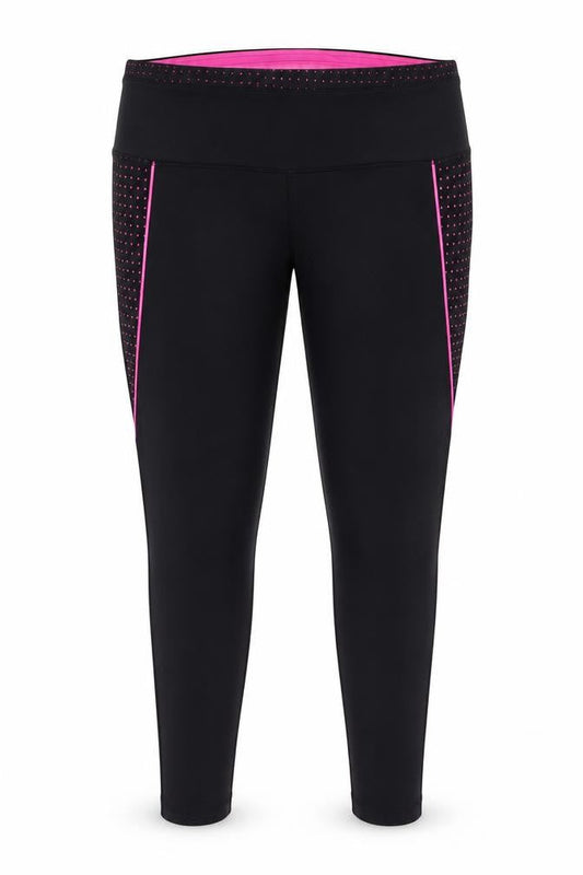 WorkOut Women Black Pink Large Leggings Nylon Stretch Activewear