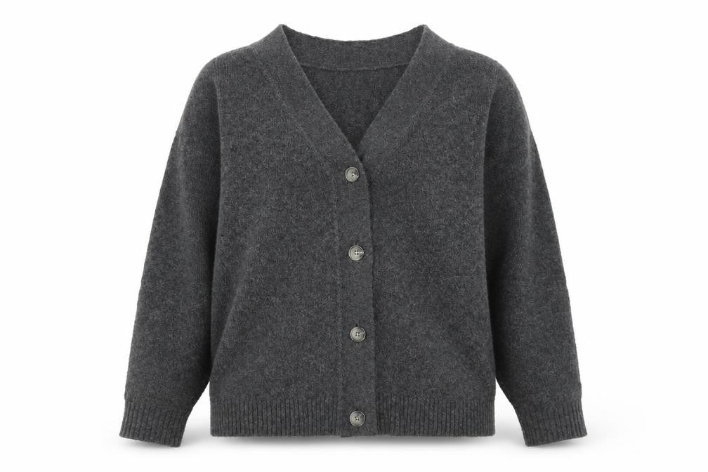 Cabi Womens Grey V-Neck Button Cardigan Jumper Size S