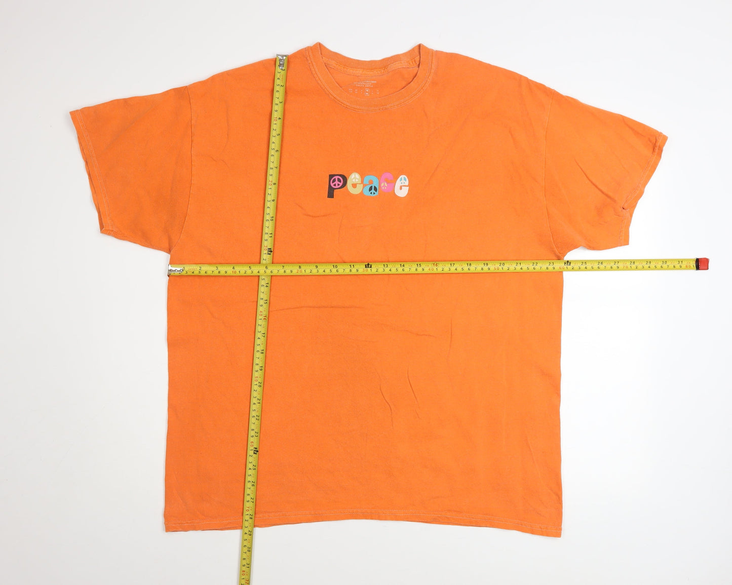Urban Outfitters Men's Orange Peace Graphic Oversized T-Shirt M
