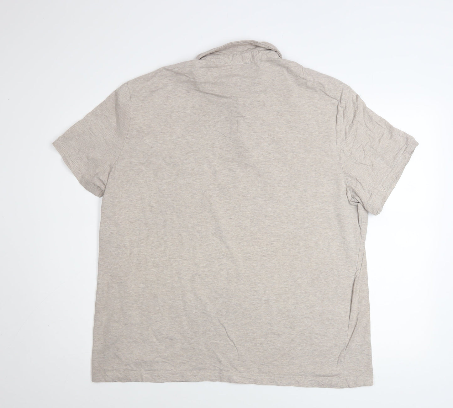 H&M Men Beige Slim Fit Cotton Polo Shirt Size 2XL Short Sleeve