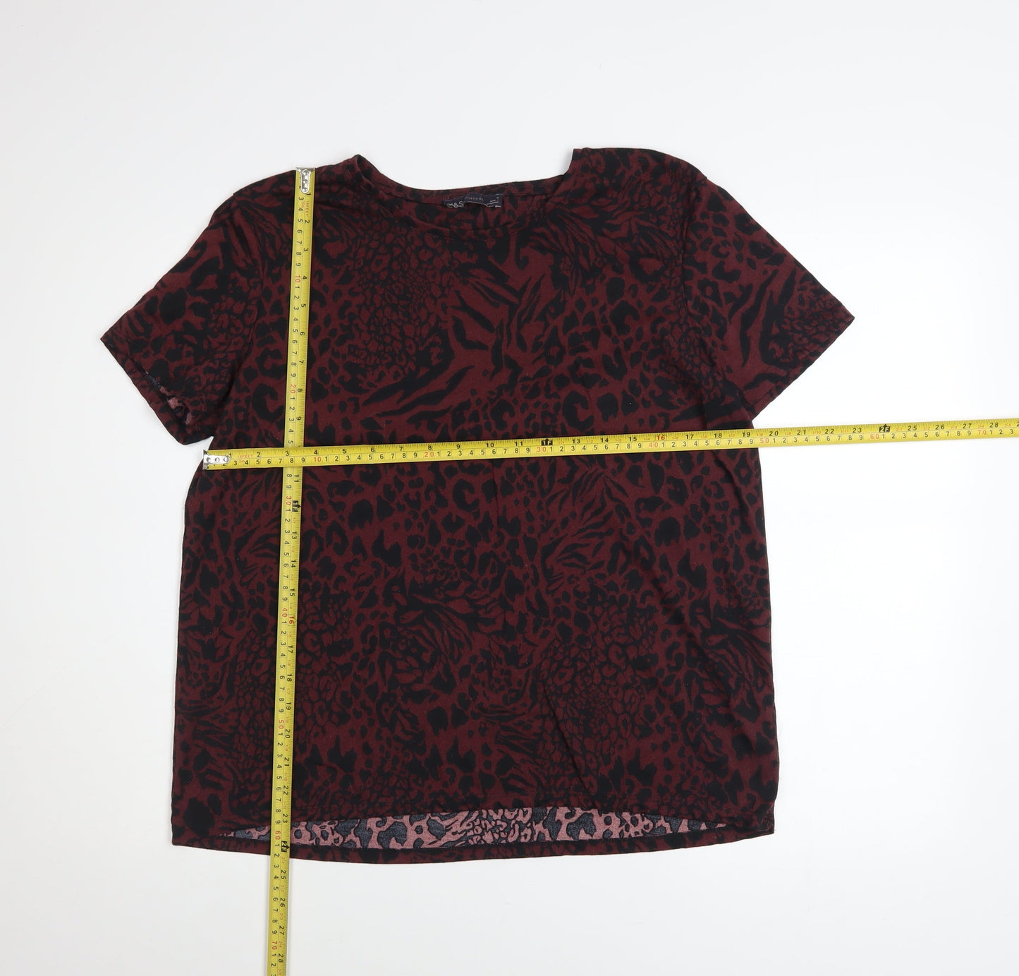 Marks and Spencer Women’s Brown Animal Print Short Sleeve T-Shirt Size 16