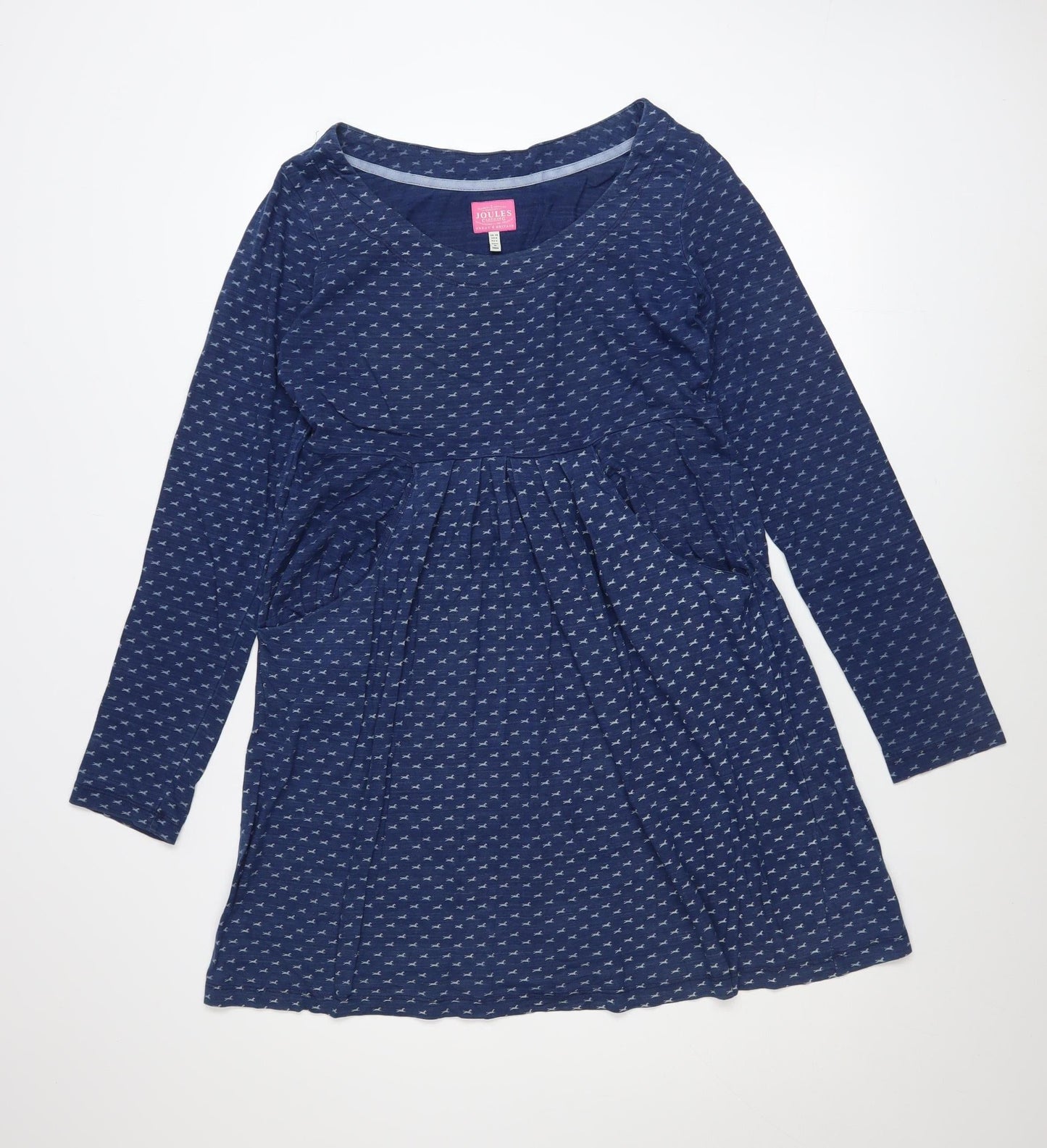 Joules Womens Blue Cotton Animal Print Fit & Flare Dress Size 10