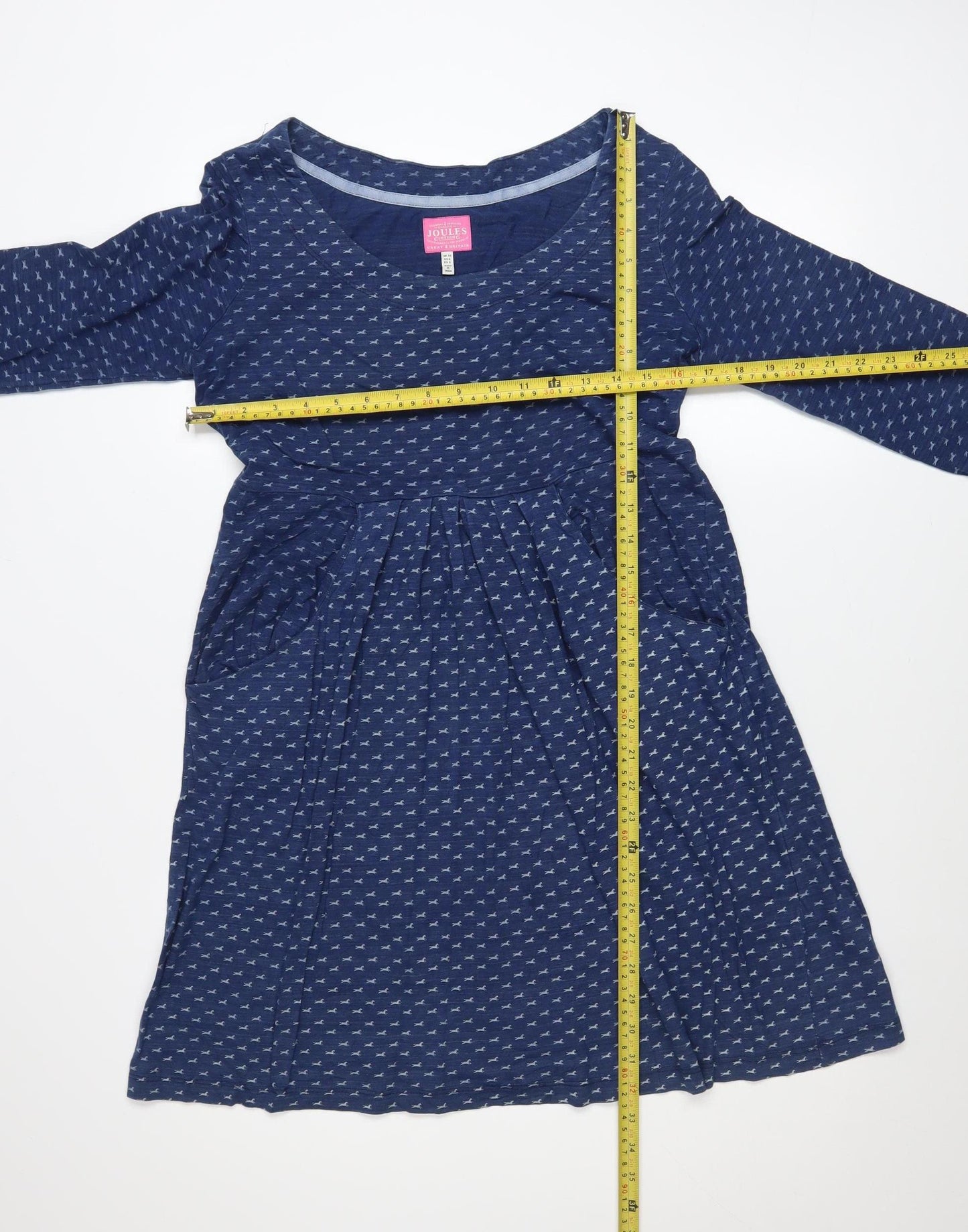 Joules Womens Blue Cotton Animal Print Fit & Flare Dress Size 10