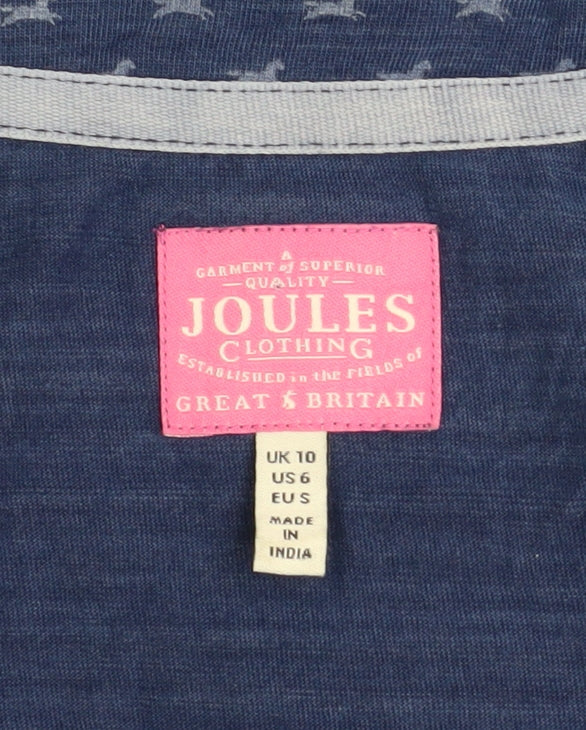 Joules Womens Blue Cotton Animal Print Fit & Flare Dress Size 10