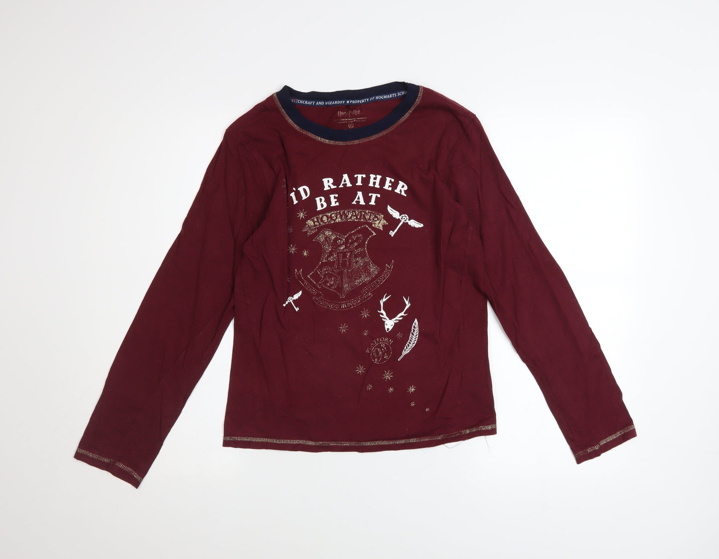 Harry Potter Womens Red XS Long Sleeve T-Shirt Nightshirt Hogwarts