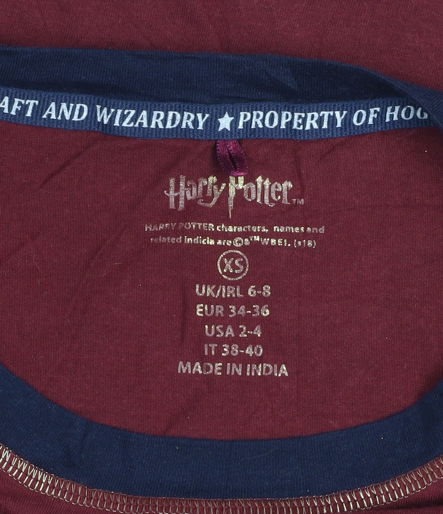 Harry Potter Womens Red XS Long Sleeve T-Shirt Nightshirt Hogwarts