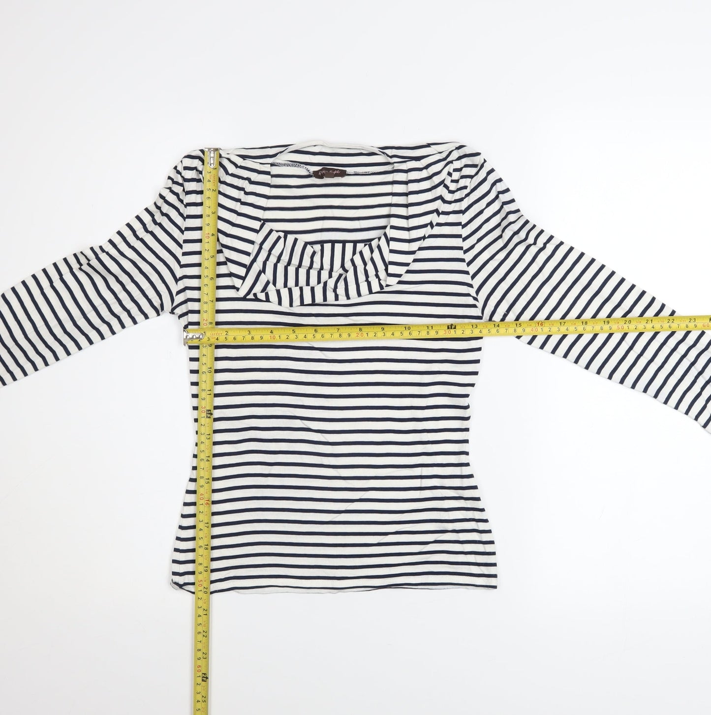 Phase Eight Women’s Navy White Striped Cowl Neck Long Sleeve Top Size 8