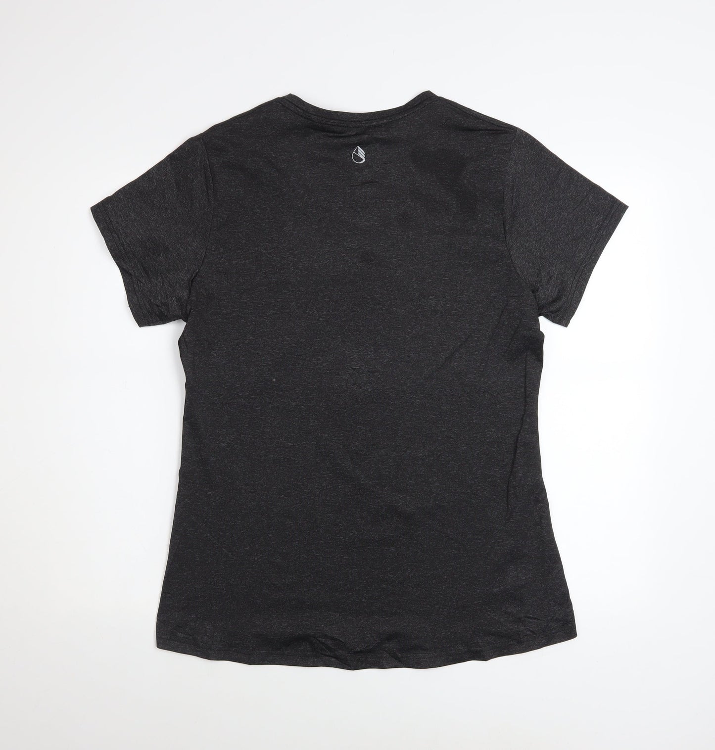 Cuzone Women Black V-Neck Short Sleeve Active T-Shirt L