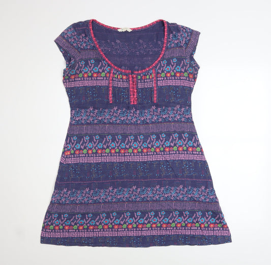 White Stuff Women’s Purple Floral Cotton Shift Dress Size 14