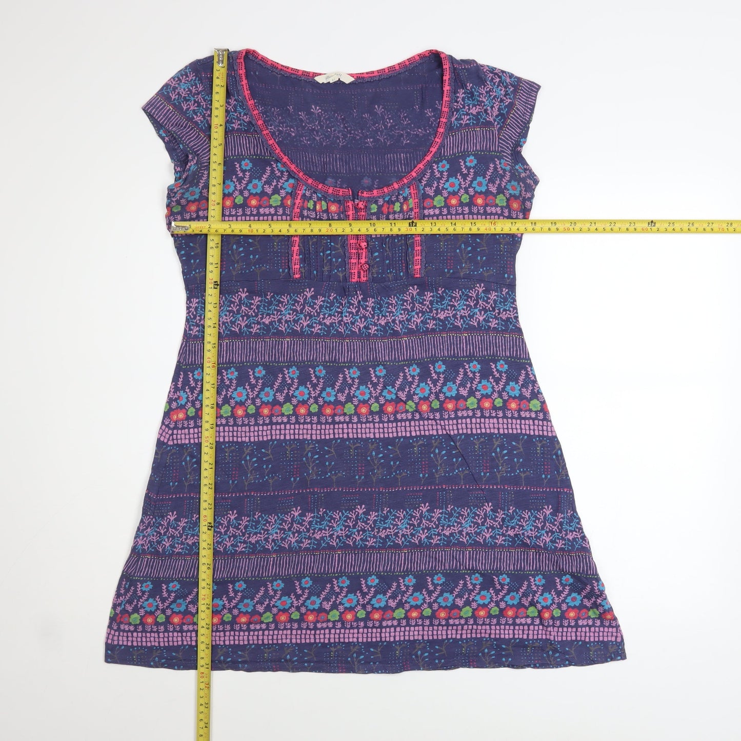 White Stuff Women’s Purple Floral Cotton Shift Dress Size 14