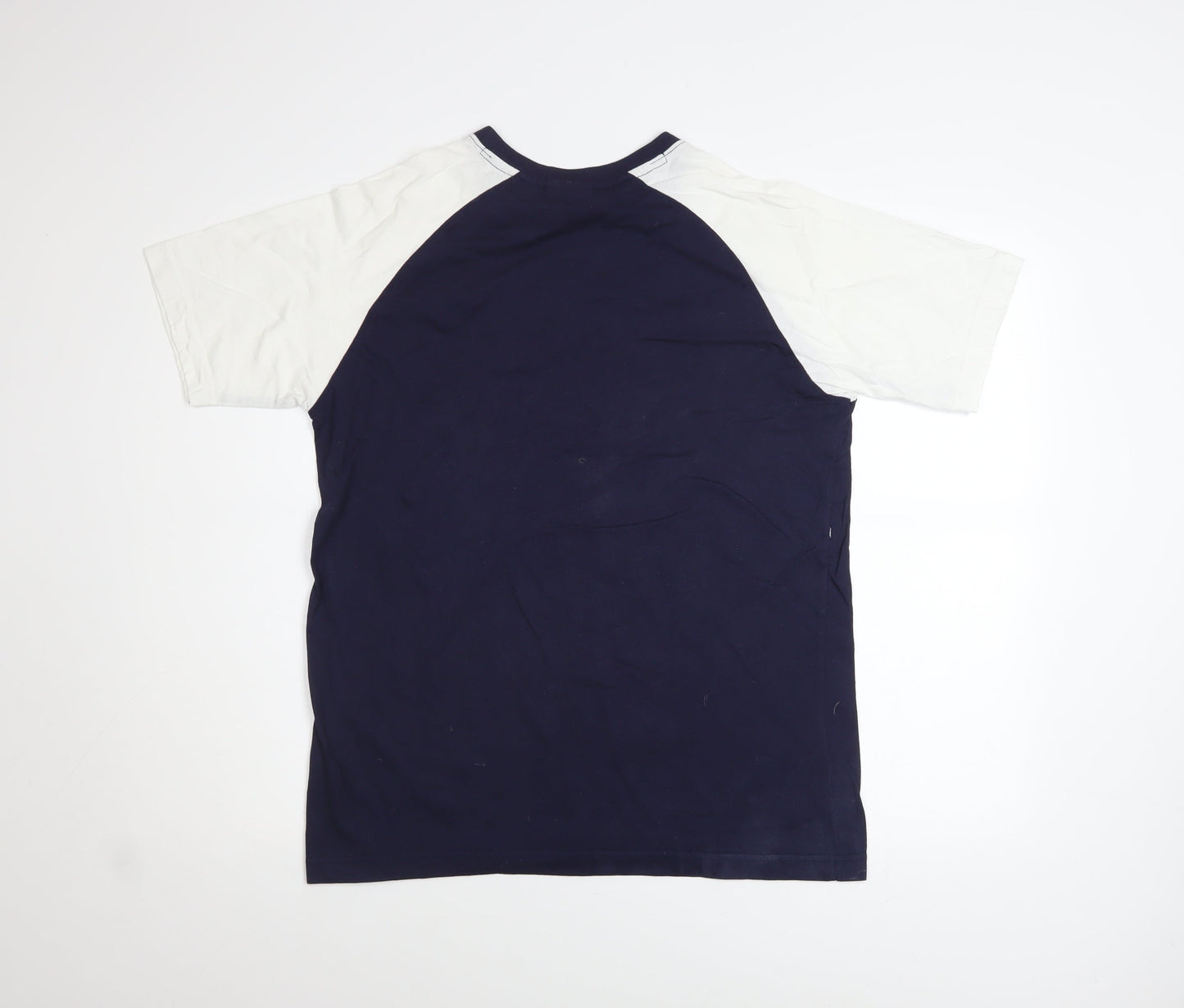 Fila Mens Blue White Crew Neck Short Sleeve Logo T-Shirt Size M
