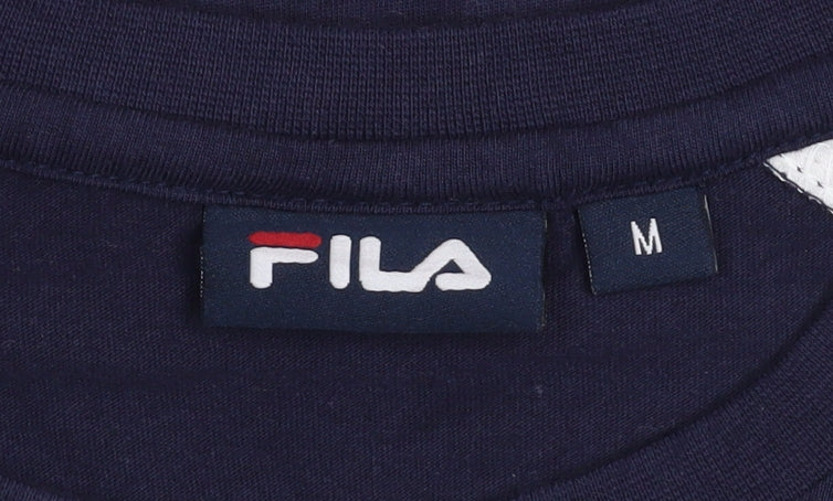 Fila Mens Blue White Crew Neck Short Sleeve Logo T-Shirt Size M