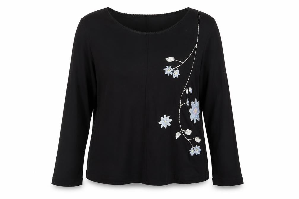 Wallis Women’s Black Floral Embroidered Scoop Neck Jumper Size 12