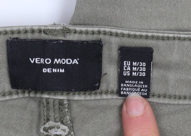 Vero Moda Women's Green Cargo Jeans Size M Regular Fit Stretch Denim