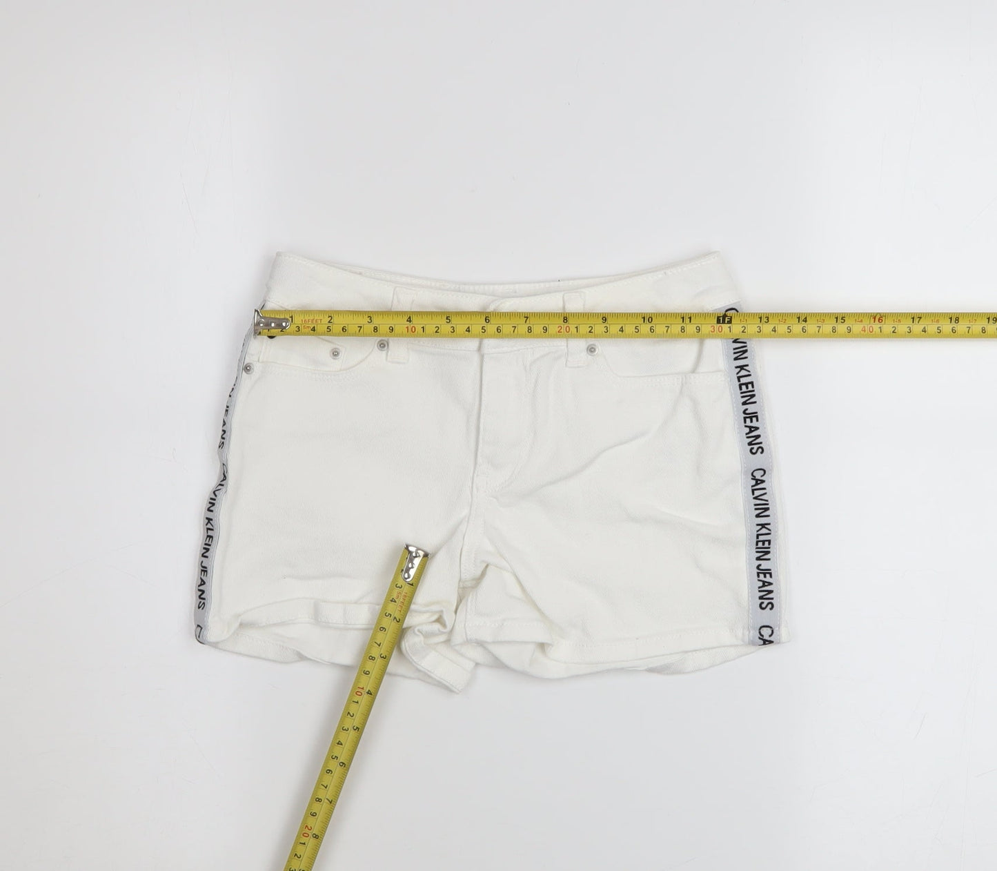 Calvin Klein Girls White Chino Shorts 10 Years Stretch Cotton Twill