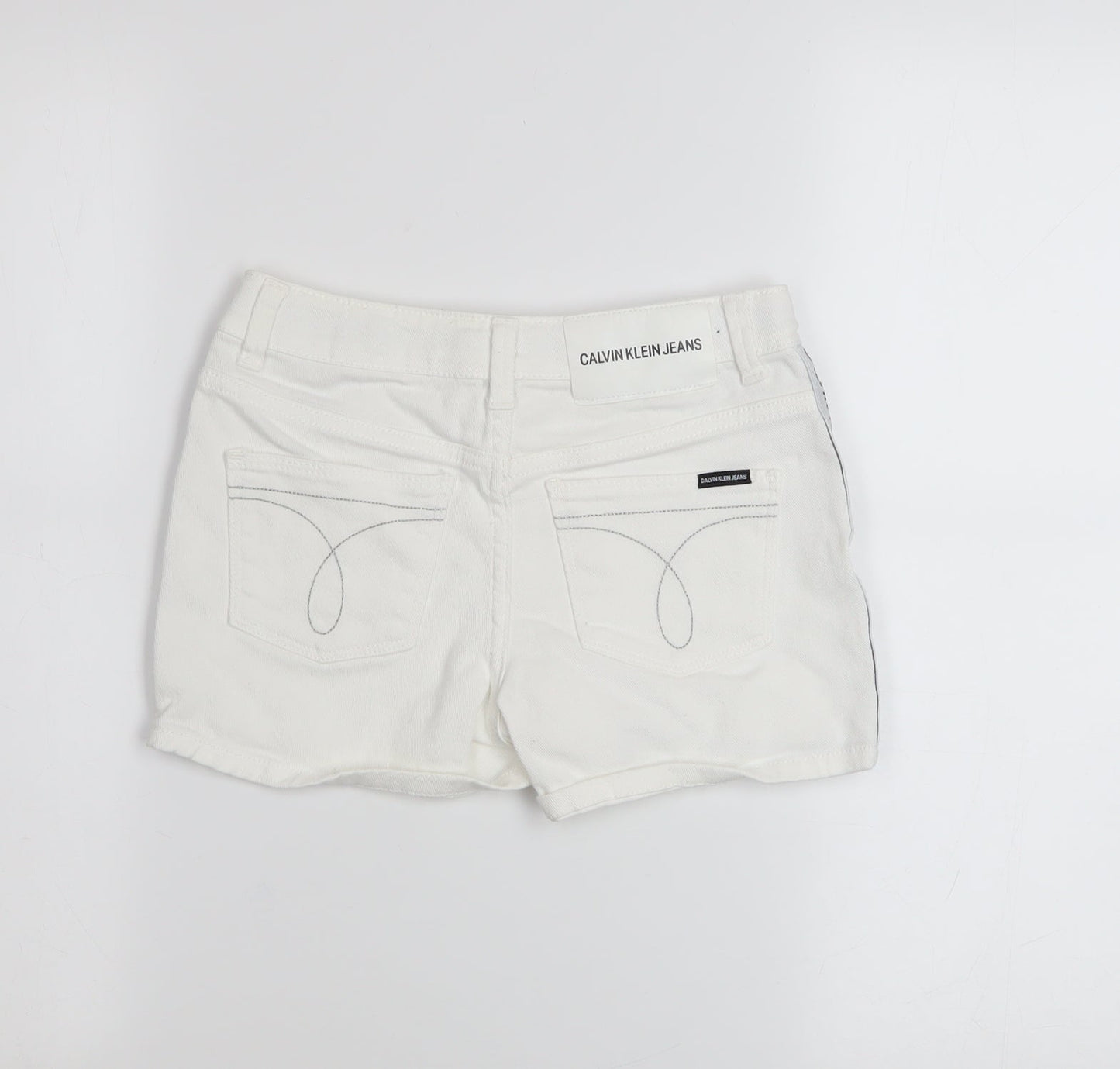 Calvin Klein Girls White Chino Shorts 10 Years Stretch Cotton Twill
