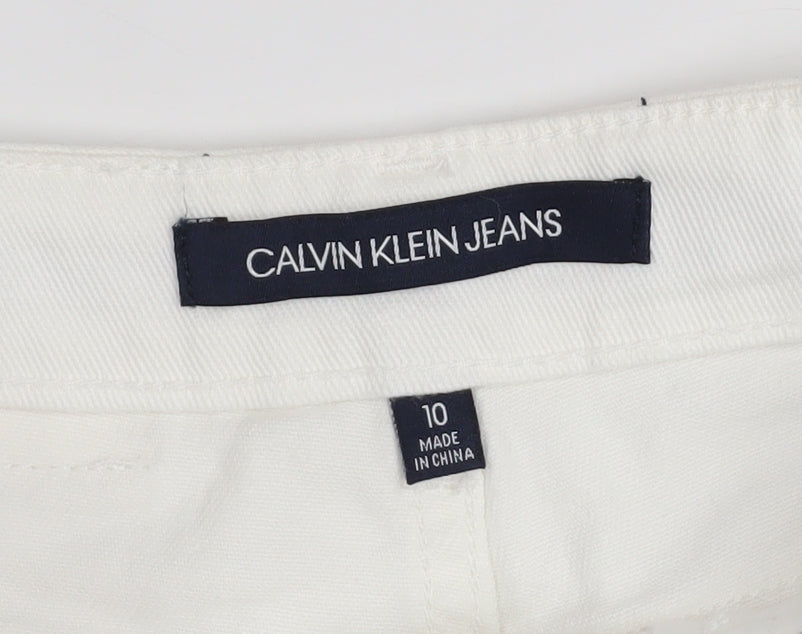 Calvin Klein Girls White Chino Shorts 10 Years Stretch Cotton Twill