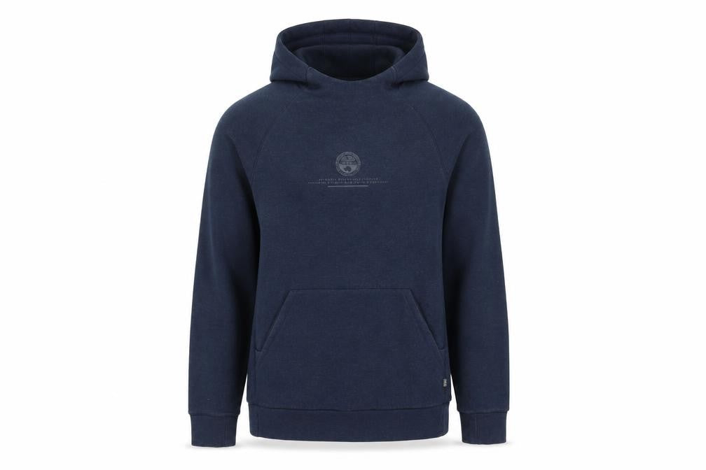 Napapijri Men's Blue Pullover Hoodie Size S Regular Fit Logo Fleece