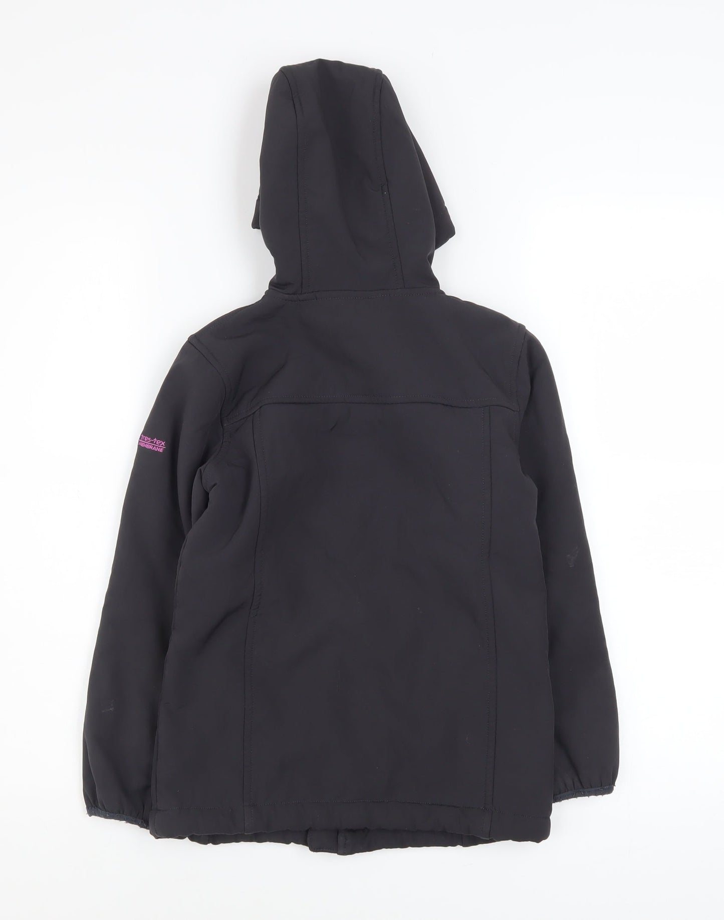 Trespass Girls Black Soft Shell Hooded Jacket 7-8 Years Waterproof Lined