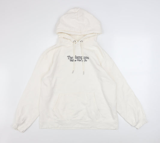 H&M Women Ivory Pullover Hoodie The Hamptons Graphic Size 12