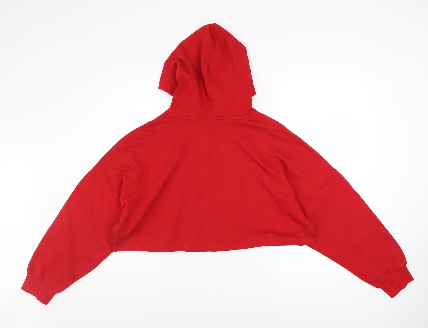 H&M Divided Womens Red Cropped Pullover Hoodie Size M L'amour Print