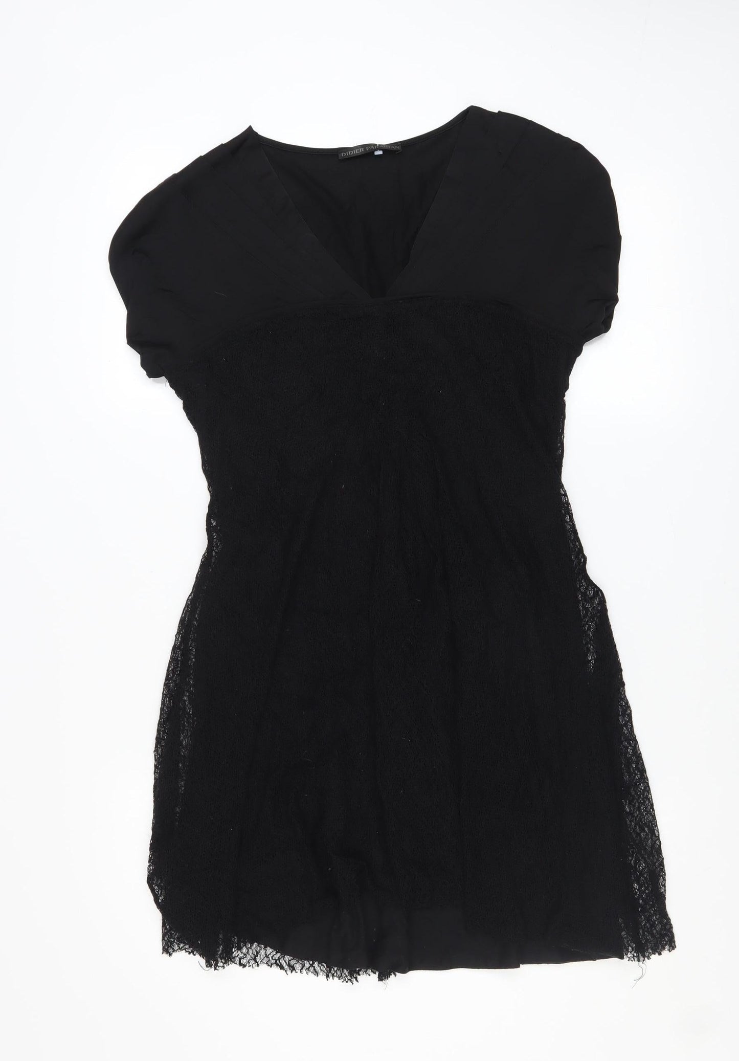 Didier Parakian Women’s Black Short Lace Shift Dress Size 14