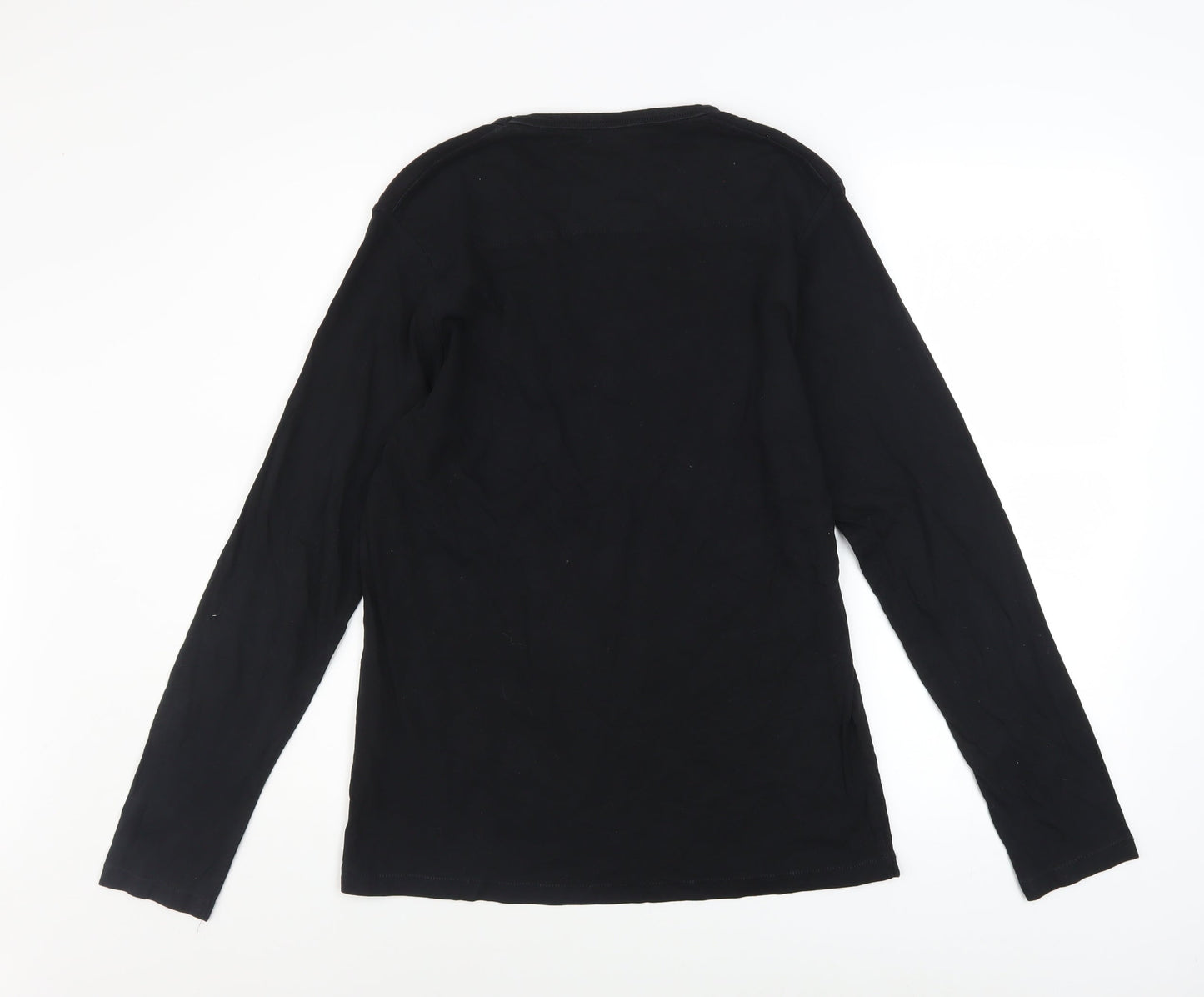 French Connection Men's Black Cotton Long Sleeve Crew Neck Top Size L