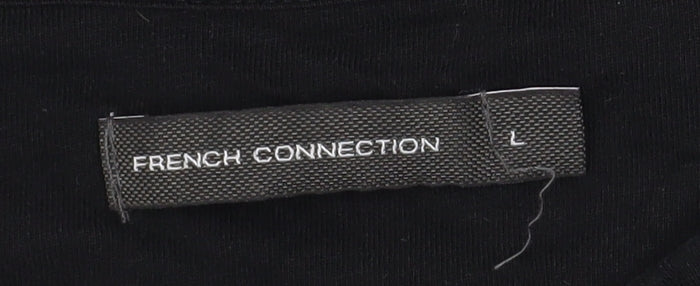 French Connection Men's Black Cotton Long Sleeve Crew Neck Top Size L