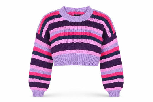 PRETTYLITTLETHING Women's Multicoloured Striped Chunky Knit Pullover Jumper S