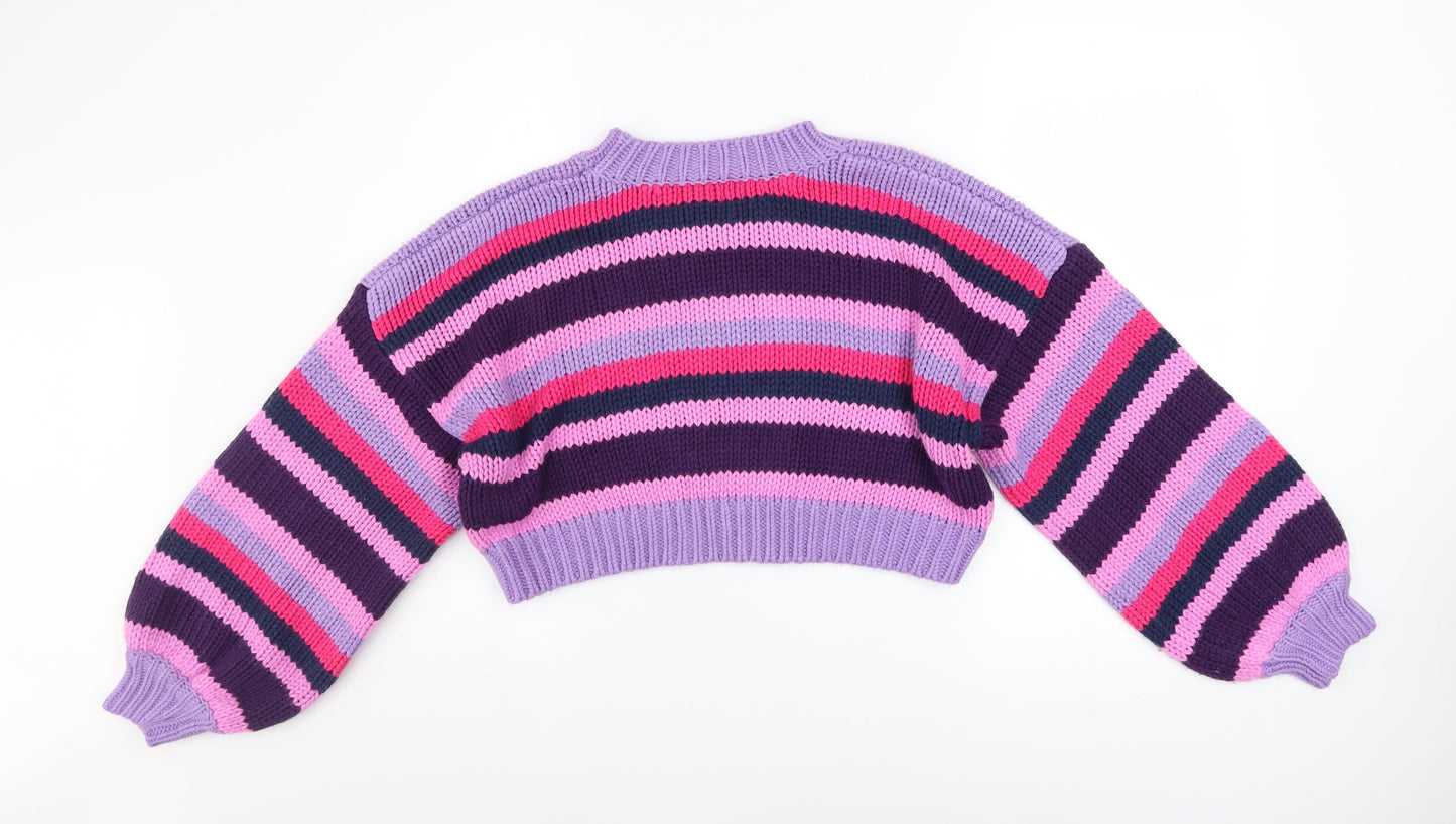 PrettyLittleThing Women's Multicoloured Striped Chunky Knit Pullover Jumper S