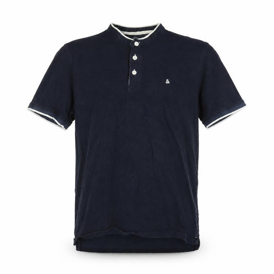 Jack & Jones Men’s Blue XXL Short Sleeve Cotton Henley Shirt