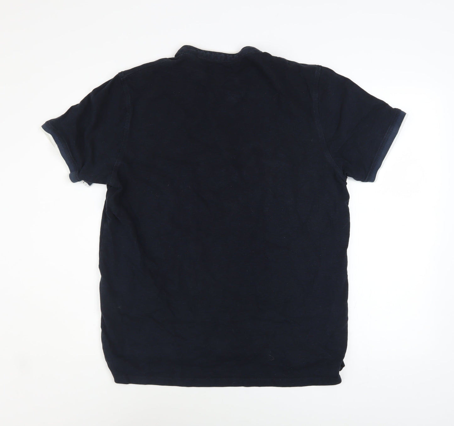 Jack & Jones Men’s Blue XXL Short Sleeve Cotton Henley Shirt